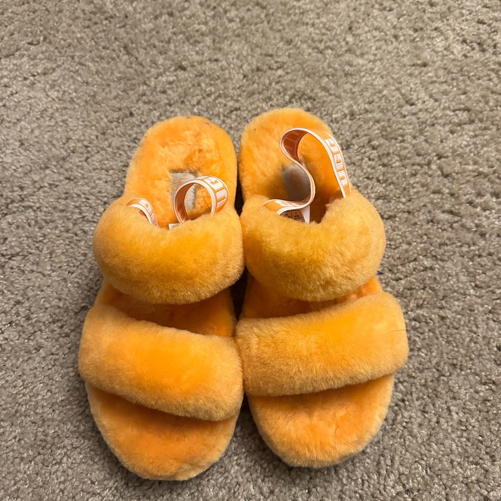 UGG Vibrant Orange Fluffy Slippers